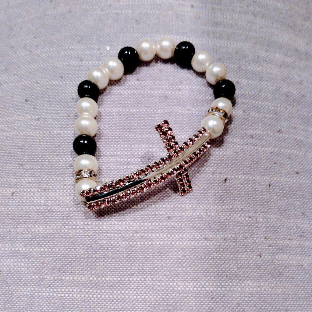Cross Bracelet Crystals Pearls Accessories